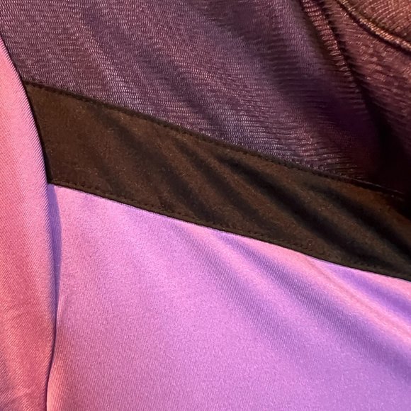 EP Pro NY Cap Sleeve Mesh‎ Overlay Contrast Trim Zip Mock Women's Golf Polo - Picture 5 of 12